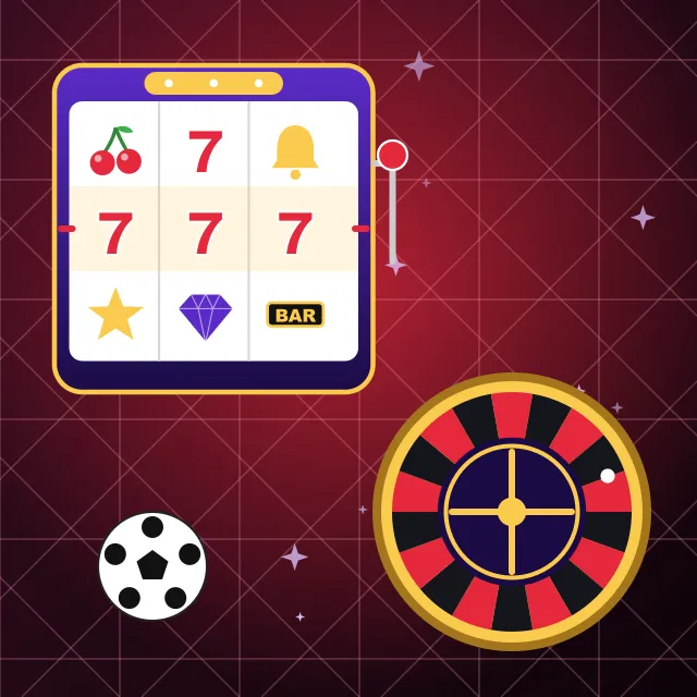 Slot machine, roulette wheel and a football