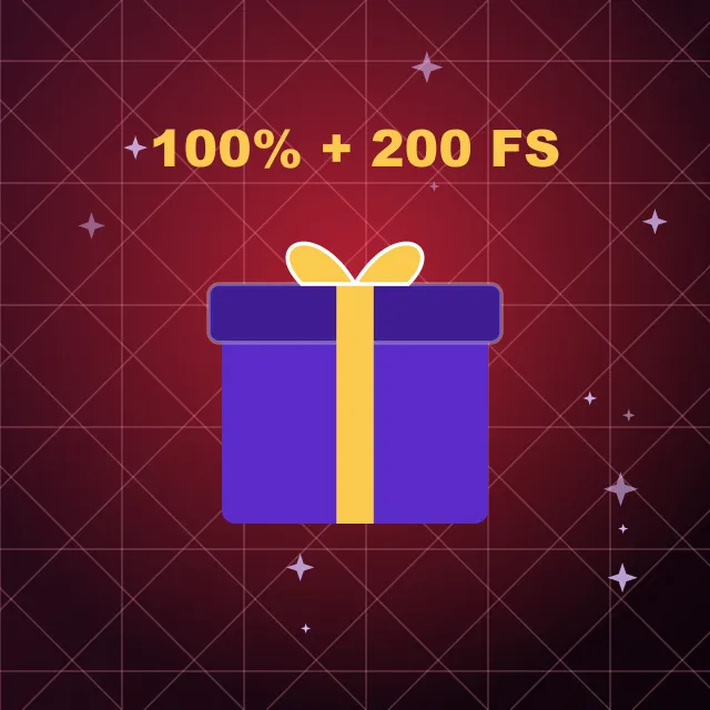 Gift box under a 100% + 200 FS headline