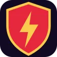 Vegas Hero shield icon with a lightning bolt